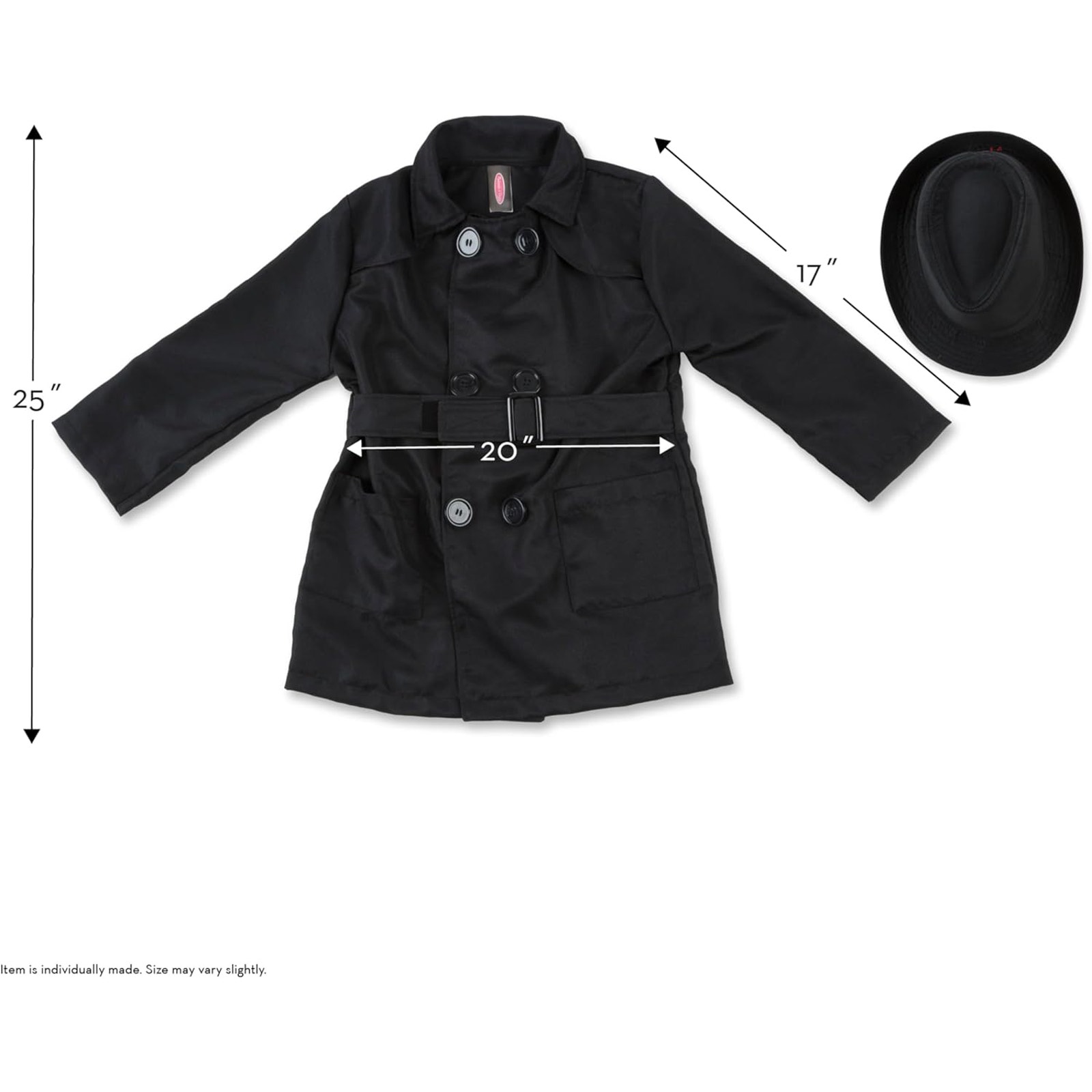 Nwt Melissa & Doug Kids Spy Costume Trench Coat & Fedora Hat Size 5-8 — image 3 of 8